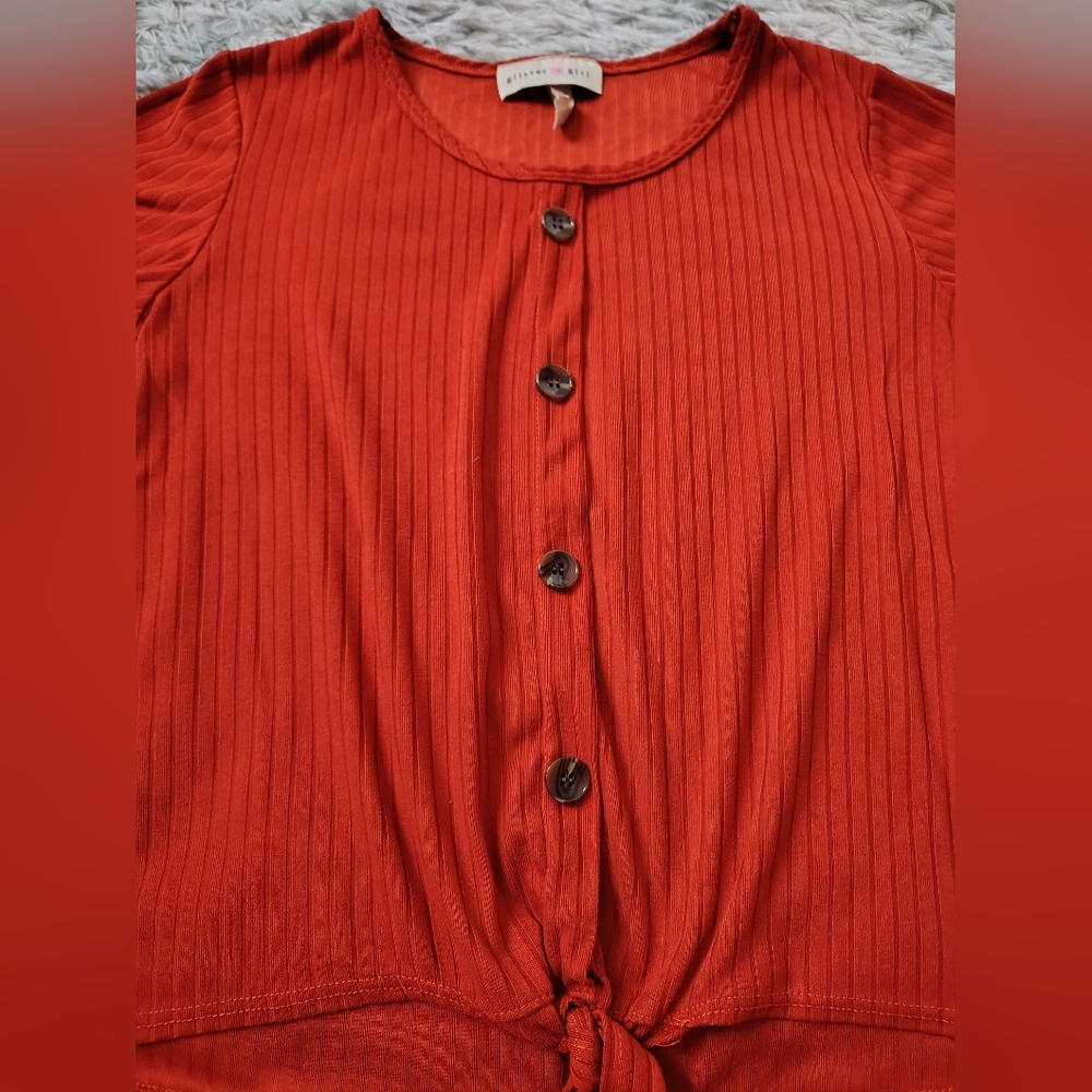 Glitter Girl Size 14/16 Burnt Orange Short-sleeve Top - Picture 4 of 8